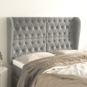 Cabeceira cama c/ abas veludo 163x23x118/128 cm cinzento-claro 1