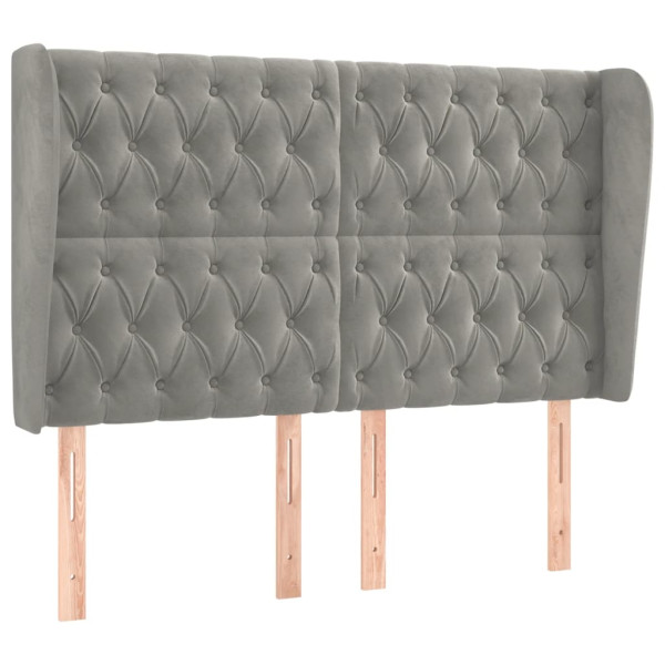 Cabecero con orejas de terciopelo gris claro 163x23x118/128 cm M 2