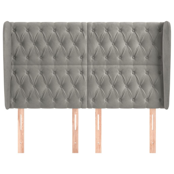 Cabeceira cama c/ abas veludo 163x23x118/128 cm cinzento-claro M 3