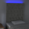 Cabeceira cama c/ luzes LED veludo 80x7x118/128cm cinza-claro 3