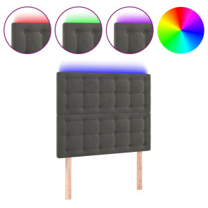 Cabecero con luces LED terciopelo gris oscuro 100x5x118/128 cm H