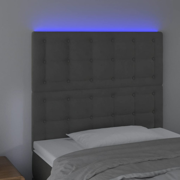 Cabecero con luces LED terciopelo gris oscuro 100x5x118/128 cm M 3