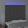 Cabeceira de cama c/ LED veludo 100x5x118/128 cm cinza-escuro 3