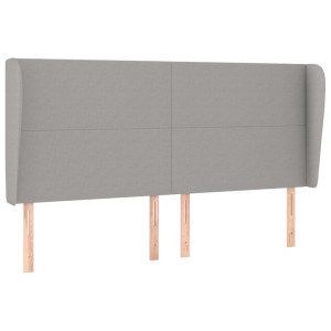 Cabecero con orejas de tela gris claro 183x23x118/128 cm H