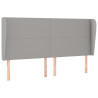 Cabecero con orejas de tela gris claro 183x23x118/128 cm 2