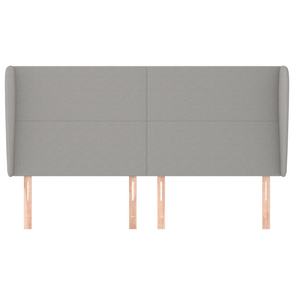 Cabecero con orejas de tela gris claro 183x23x118/128 cm M 3