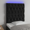Cabeceira de cama c/ luzes LED veludo 80x7x118/128 cm preto 1