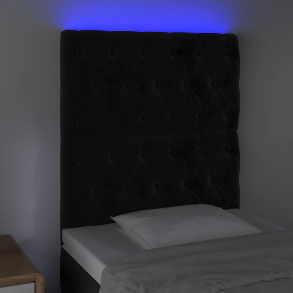Cabeceira de cama c/ luzes LED veludo 80x7x118/128 cm preto M 3