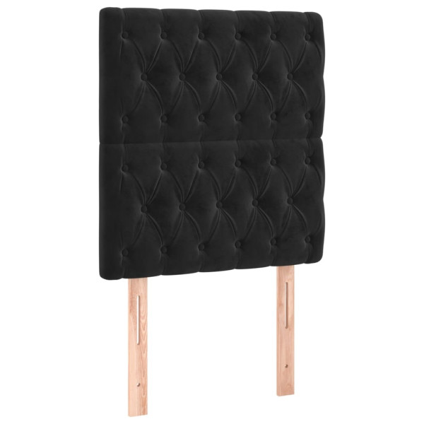 Cabeceira de cama c/ luzes LED veludo 80x7x118/128 cm preto M 4