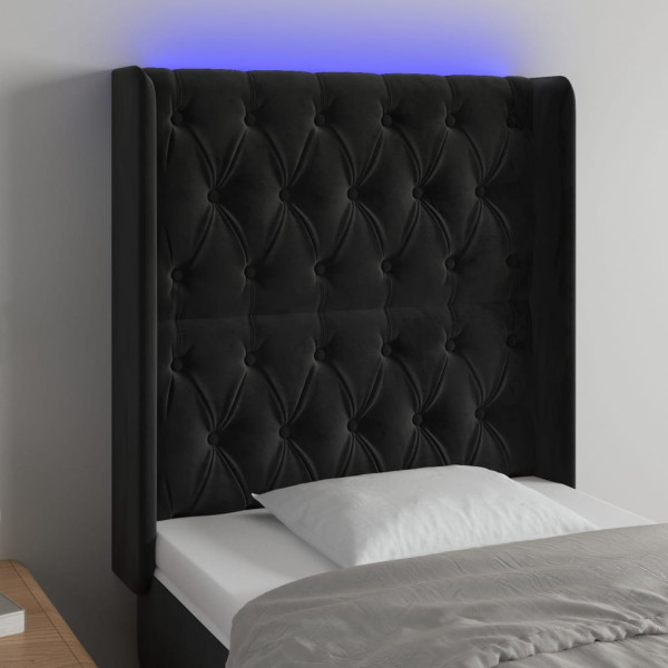 Cabecero con LED de terciopelo negro 83x16x118/128 cm D