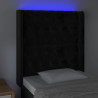 Cabeceira de cama c/ luzes LED veludo 83x16x118/128 cm preto 4