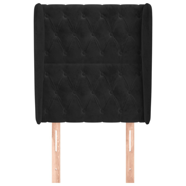Cabeceira de cama c/ abas veludo 83x23x118/128 cm preto M 3