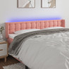 Cabeceira de cama c/ luzes LED veludo 203x16x78/88 cm rosa 1