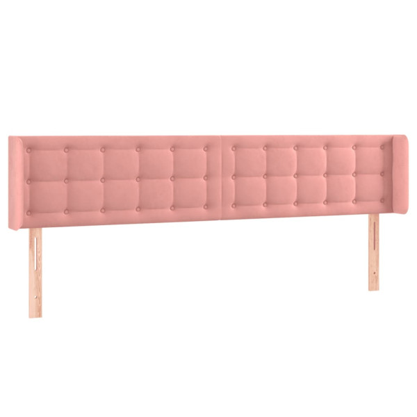 Cabeceira de cama c/ luzes LED veludo 203x16x78/88 cm rosa M 3