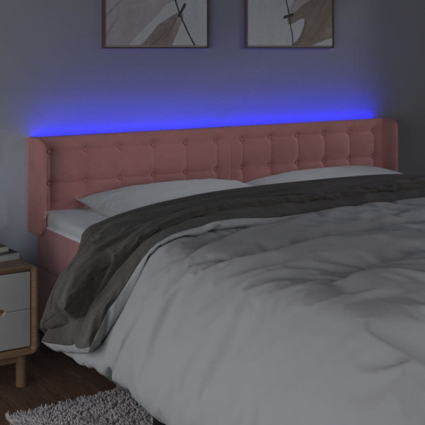 Cabeceira de cama c/ luzes LED veludo 203x16x78/88 cm rosa M 4