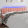 Cabeceira de cama c/ luzes LED veludo 200x5x78/88 cm rosa 1