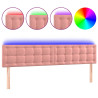 Cabeceira de cama c/ luzes LED veludo 200x5x78/88 cm rosa 2