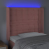 Cabecero con LED de terciopelo rosa 103x16x118/128 cm 4