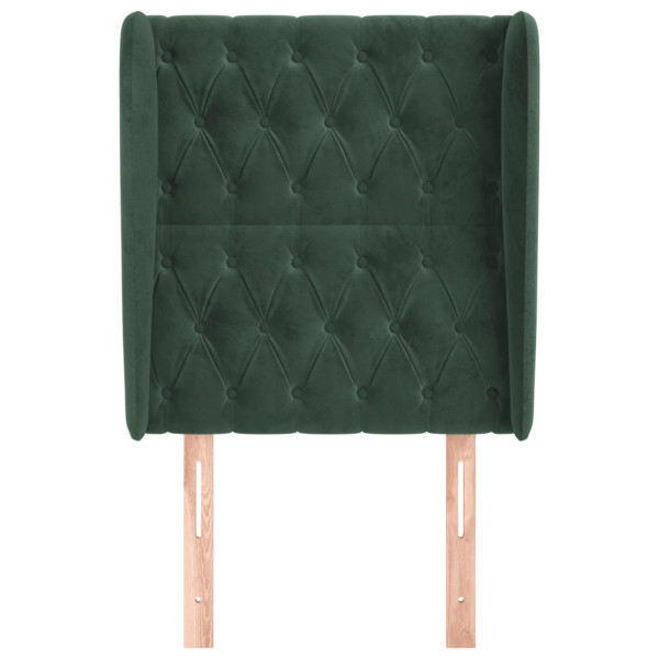 Cabecero con orejas de terciopelo verde oscuro 83x23x118/128 cm M 3