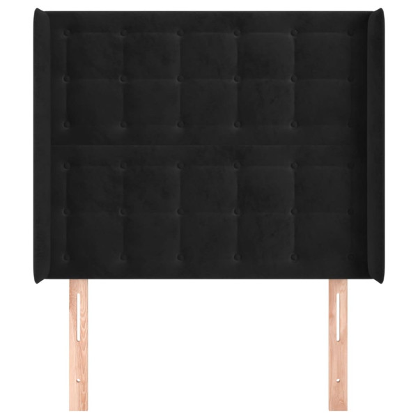 Cabeceira de cama c/ abas veludo 103x16x118/128 cm preto M 3