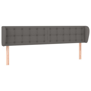 Cabeceira de cama c/ abas couro artificial 163x23x78/88cm cinza H