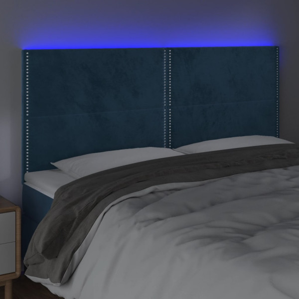 Cabecero con luces LED terciopelo azul oscuro 160x5x118/128 cm M 3