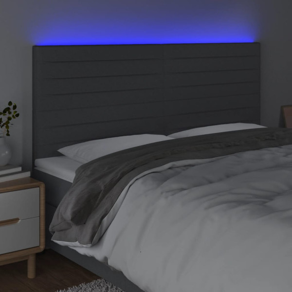 Cabecero con luces LED tela gris oscuro 180x5x118/128 cm M 3