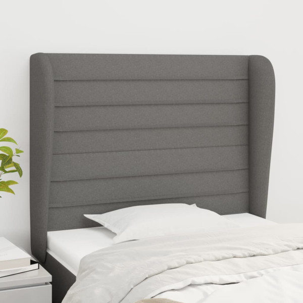 Cabecero con orejas de tela gris oscuro 93x23x118/128 cm D