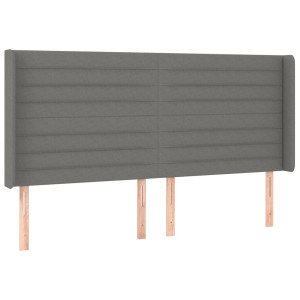 Cabeceira cama c/ abas tecido 183x16x118/128 cm cinzento-escuro H