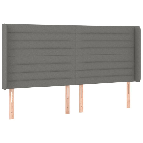 Cabecero con orejas de tela gris oscuro 183x16x118/128 cm M 2