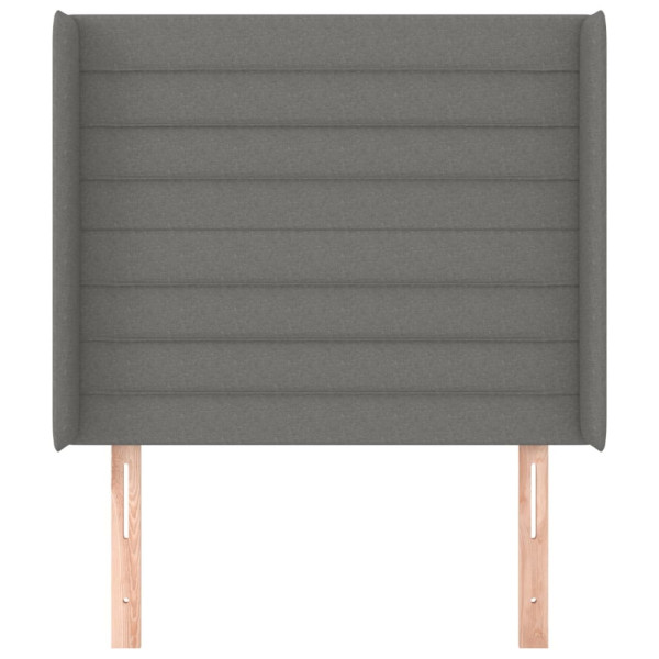 Cabecero con orejas de tela gris oscuro 93x16x118/128 cm M 3