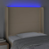 Cabeceira de cama c/ luzes LED tecido 93x16x118/128cm cor creme 4