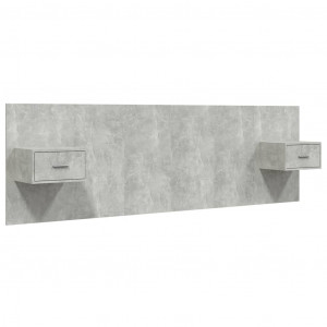 Cabecero de cama y mesitas madera contrachapada gris hormigón H