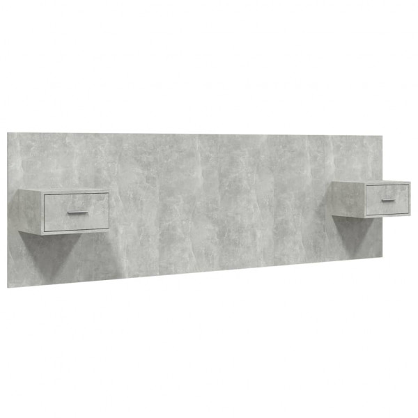 Cabecero de cama y mesitas madera contrachapada gris hormigón M 2