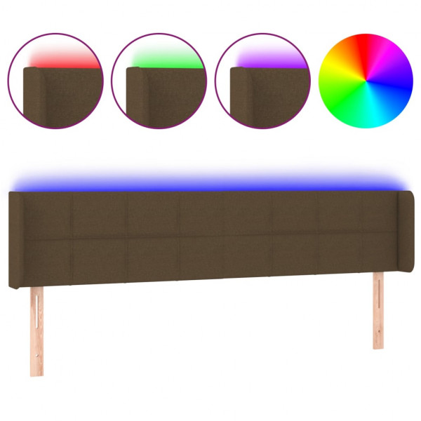 Cabecero con LED de tela marrón oscuro 163x16x78/88 cm M 2
