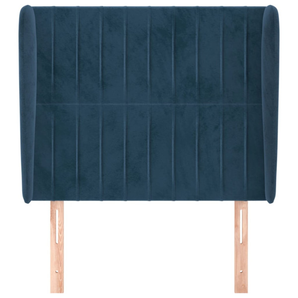 Cabecero con orejas de terciopelo azul oscuro 93x23x118/128 cm M 3