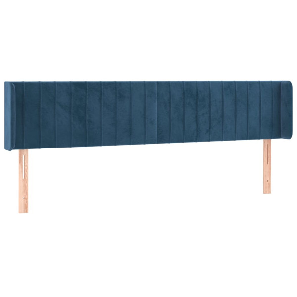 Cabeceira cama c/ luzes LED veludo 183x16x78/88 cm azul-escuro M 3