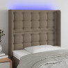 Cabeceira cama c/ LED tecido 93x16x118/128 cm cinza-acastanhado 1