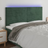 Cabecero con luces LED terciopelo verde oscuro 180x5x118/128 cm 1