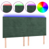 Cabeceira de cama c/ LED veludo 180x5x118/128 cm verde-escuro 2