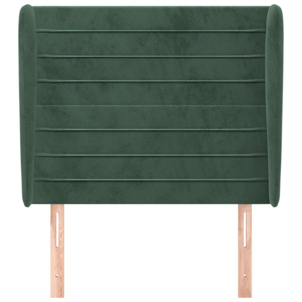 Cabecero con orejas de terciopelo verde oscuro 93x23x118/128 cm M 3