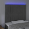 Cabeceira de cama c/ LED veludo 80x5x118/128 cm cinza-escuro 3
