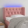 Cabeceira de cama c/ luzes LED veludo 83x16x78/88 cm rosa 1