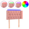 Cabeceira de cama c/ luzes LED veludo 83x16x78/88 cm rosa 2