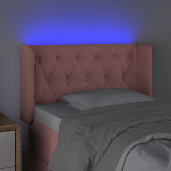 Cabecero con LED de terciopelo rosa 83x16x78/88 cm M 4