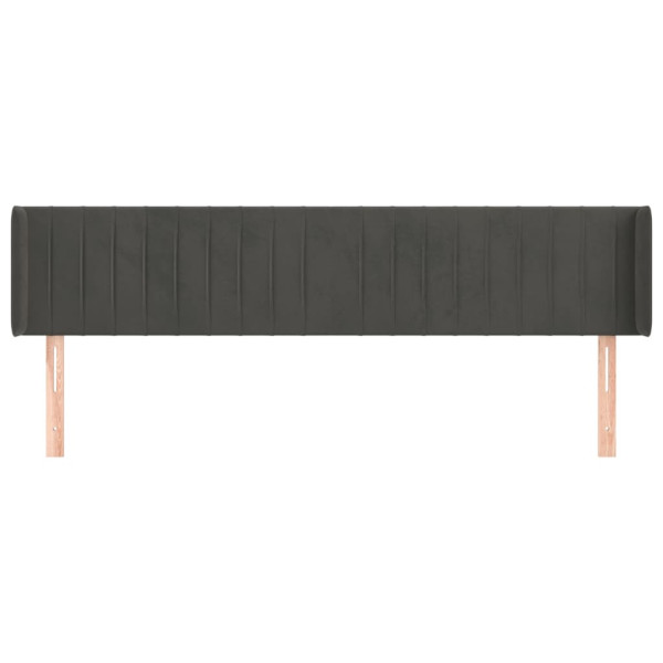 Cabeceira de cama c/ abas veludo 163x16x78/88cm cinzento-escuro M 3