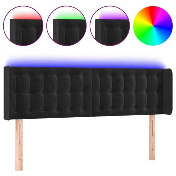 Cabecero con LED de terciopelo negro 147x16x78/88 cm M 2