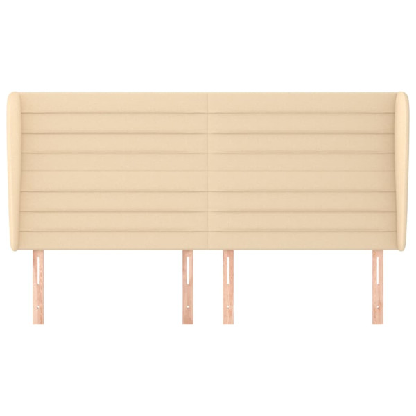 Cabecero con orejas de tela color crema 203x23x118/128 cm M 3