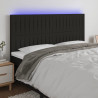 Cabecero con luces LED tela negro 180x5x118/128 cm 1