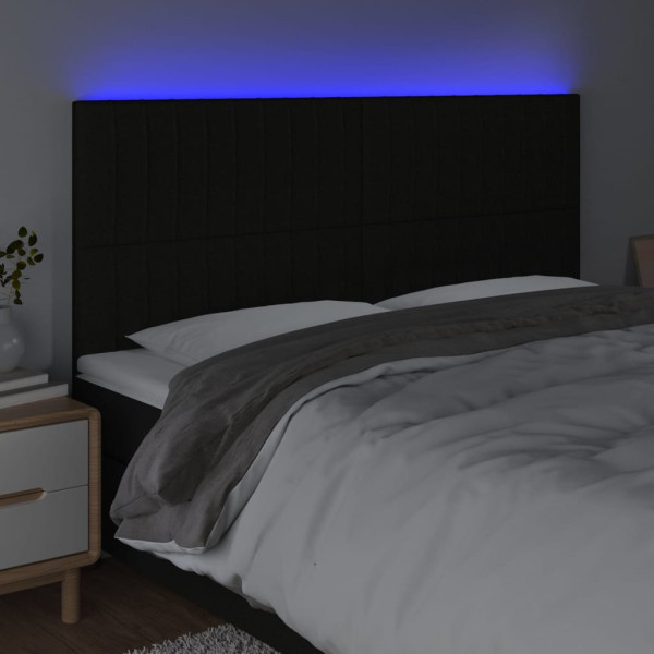 Cabeceira de cama c/ luzes LED tecido 180x5x118/128 cm preto M 3